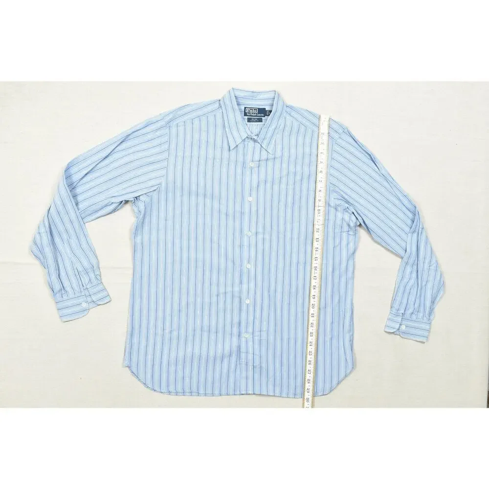 Polo Ralph Lauren Nelson Classic Fit Men's L Large Blue White Striped Long Sleev